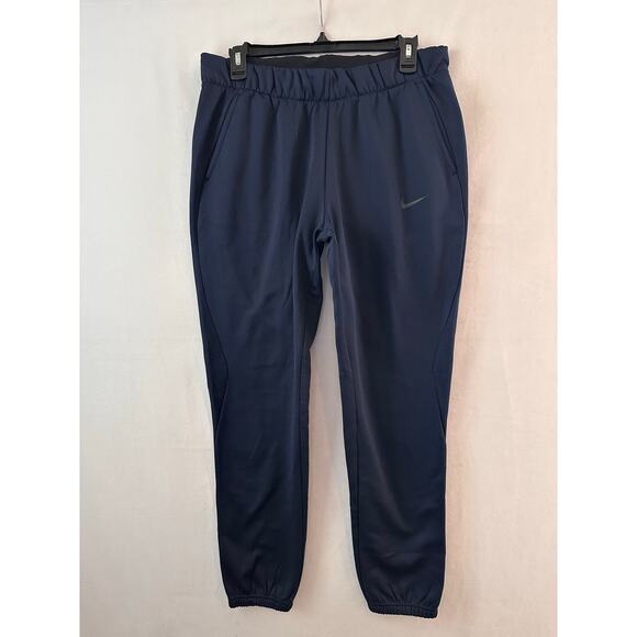 Nike Mens Dri-Fit Sweatpants Fleece Lined Navy Blue Ankle Zip Athletic Joggers S - Picture 1 of 8